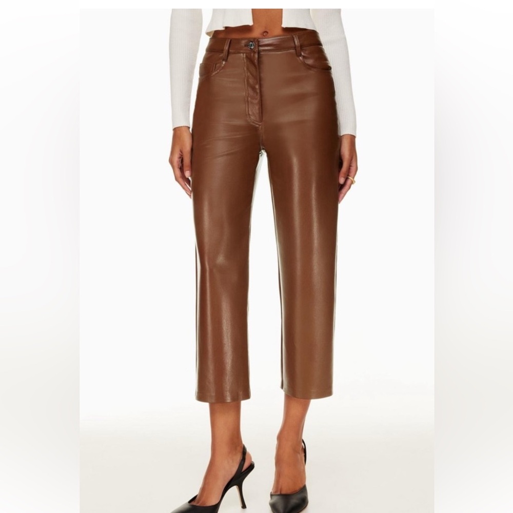 🤠🤎ARITZIA WILFRED VEGAN LEATHER MELINA CROPPED PANTS🤠🤎